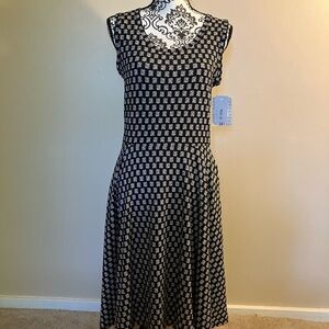 LuLaRoe Nikki Black and White A-Line Midi Dress